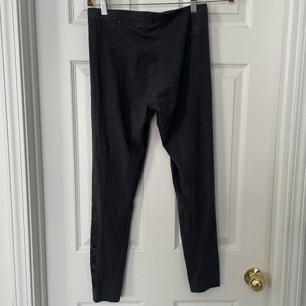 Adidas Gray Leggings With Black Logo - Picture 2 of 4